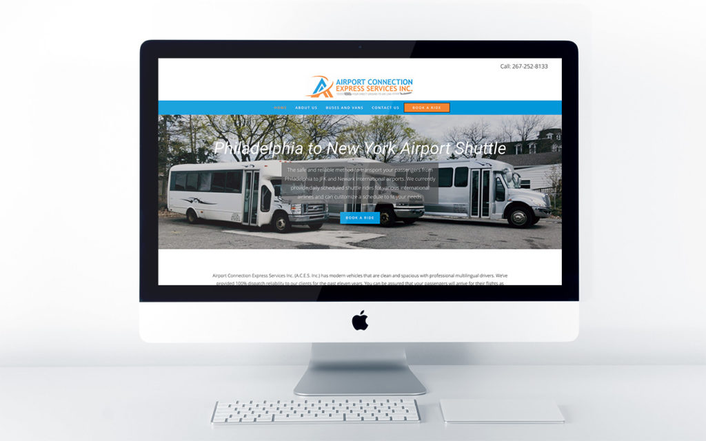 Home page design for Airport Connection Express Services