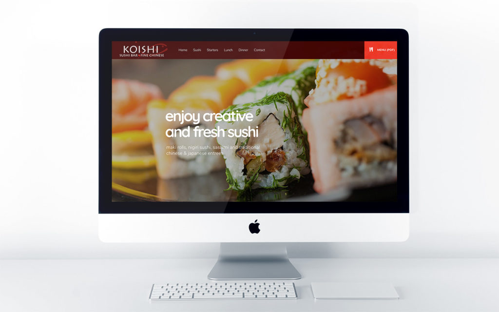 Home page design for Koishi Restaurant & Sushi Bar