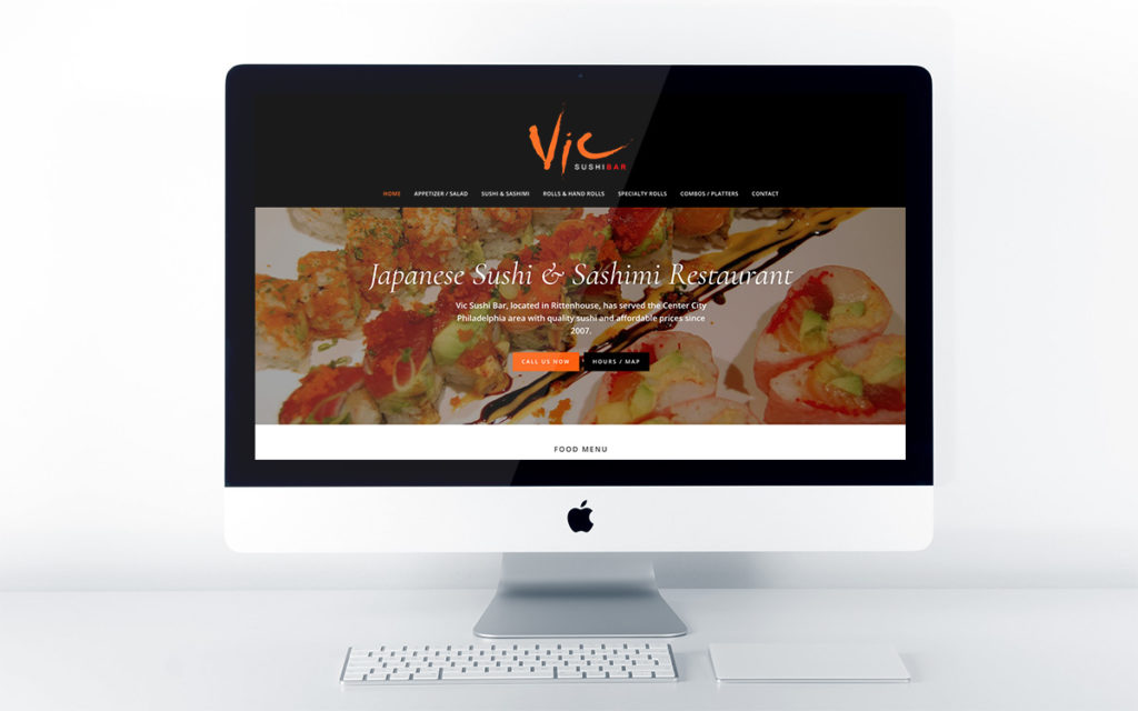 Home page design for Vic Sushi Bar